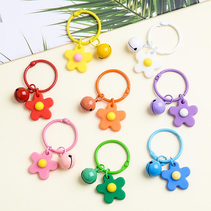 Solid Color Star Flower Charm Keychain Cute Pendant Car Keyring Backpack Decoration  Bag Charm Jewelry Gift