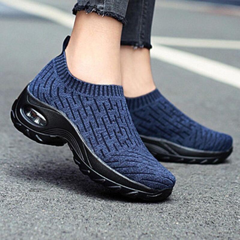 Large size women's shoes spring and summer new fly-woven sports shoes air cushion sports shoes middle-aged and elderly mother shoes wedge shoes women