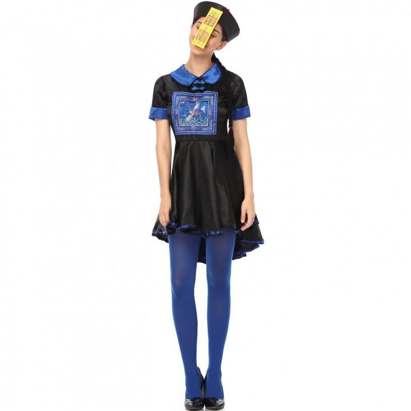 Halloween Female Zombie Costume, Adult Children's Parent-child Costume, Girls' Ancient Costume, Qing Dynasty Female Ghost Stage Costume
