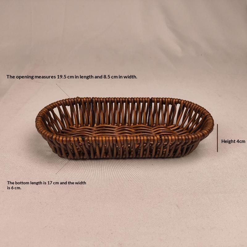 Handwoven Faux Rattan Storage Tray Waterproof Sturdy For Kitchen Cutlery Snacks A6