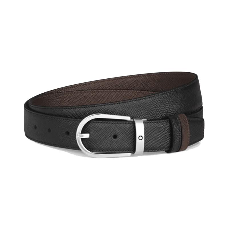 

MONTBLANC Men s Reversible Leather Belt with Horseshoe Buckle