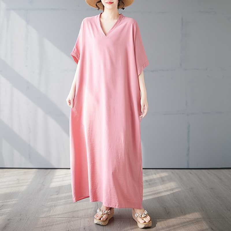 Vintage Long Dress with Cotton and Linen Patterns
