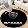 1PC Scania Logo Office Round Rug - Perfect for Office or Study Decor, Machine Washable, Non-Slip Backing, Decorative Floor Mat