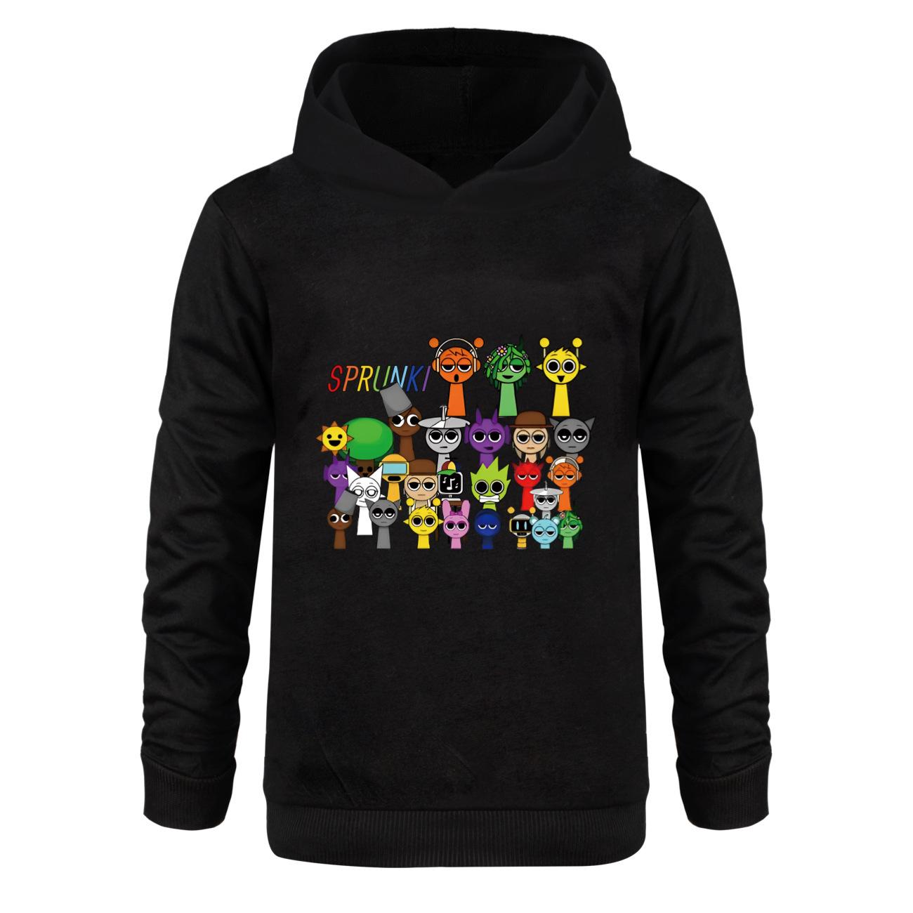 Детская толстовка с капюшоном 3D Sprunki свитер Детский свитер 110cm чёрный