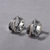 Light Luxury Heavy Industry Silver Texture Circle Pearl Earrings Ear Buckles Niche Design Sense Exaggerated Personality Earrings Women