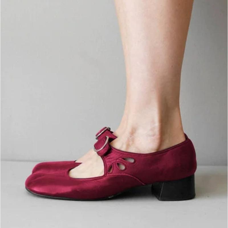 Fashion New Style Popular Women's Shoes Spring Low Heels Fashion Single Shoes Buckle Shallow Thick Heels Work Mother Shoes Zapatos Mujer