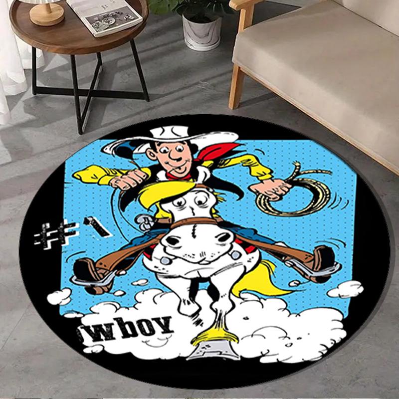 Cowboy Horseback Luke Round Rug for Livingroom,Bedroom, Palyroom, Chair Rug, Area rug, Circle Carpet, Large Size Fan Christmas gift
