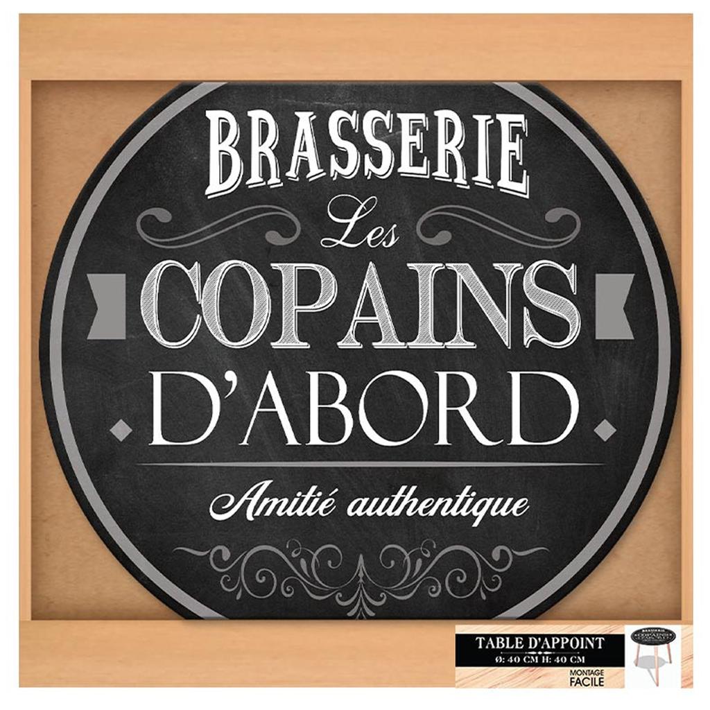 Les Trésors De Lily [A3400] - Runder Tisch Holz 'Brasserie les Copains d'Abord' schwarz - 40 cm