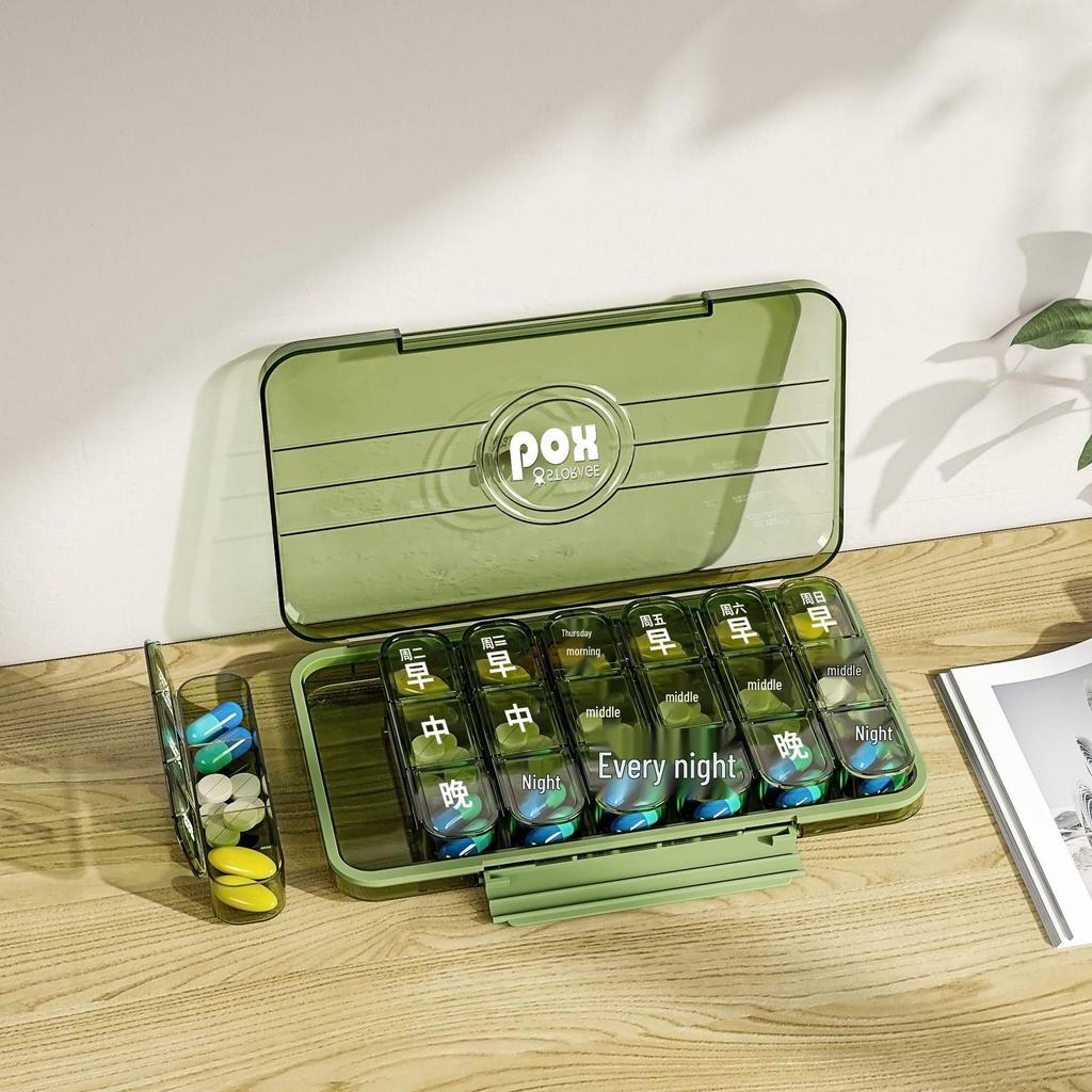 7-Day Travel Pill Organizer: Large Print, Three Daily Reminders for Elderly