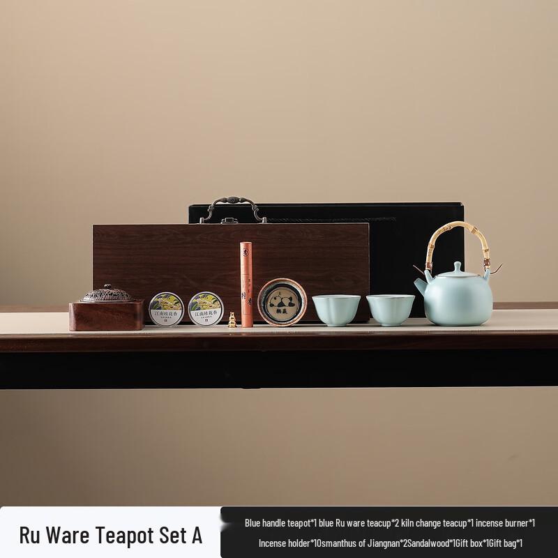 Shangqi Sky Blue Beam Handle Tea Set