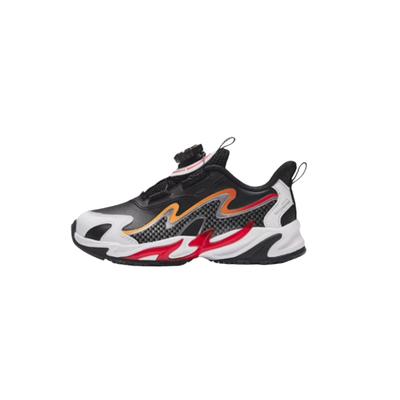 Kids Synthetic Leather Trendy Versatile Non-Slip Shock Absorbing Low-Top Running Shoes Kids Sneaker Black White 312439921N-2