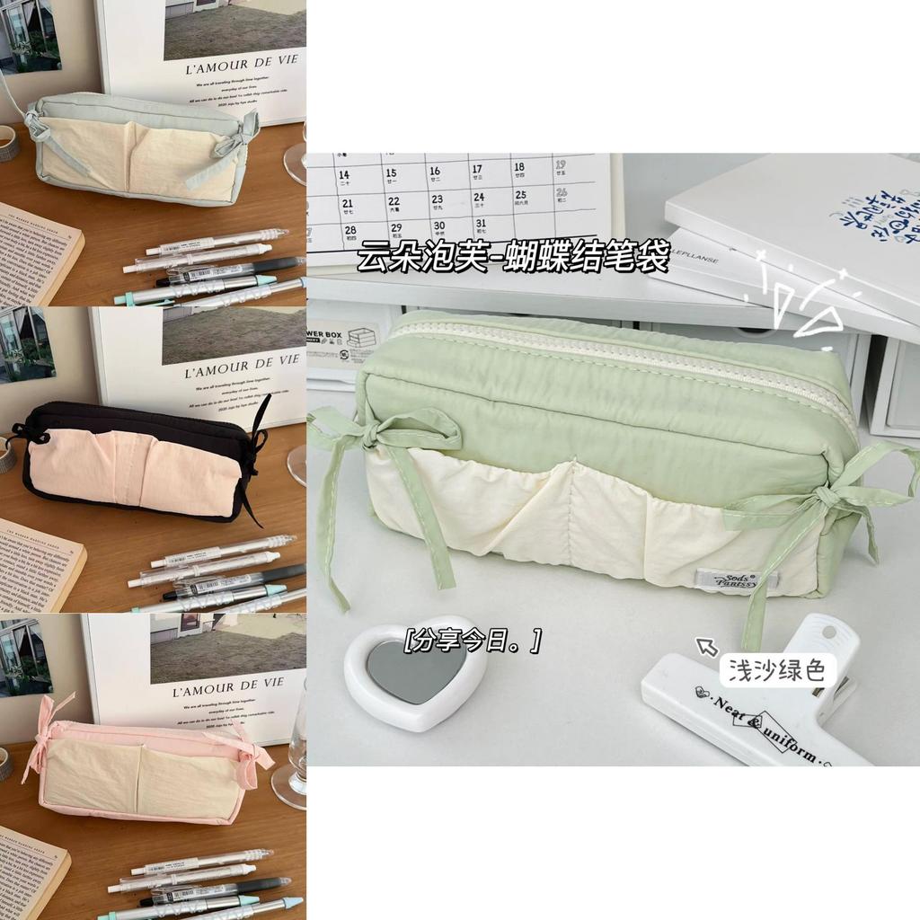 Canvas Cloud Ribbon Butterfly Pencil Case With Large Capacity For Students And School Supplies