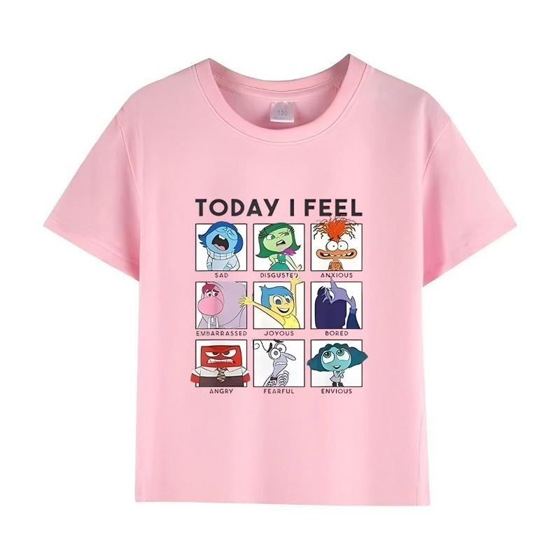 Disney Pixar inside out 2 'Today I Feel' T-Shirt for Boys & Girls Short Sleeve Casual Top Ages 3-12 Toddler Summer Clothing