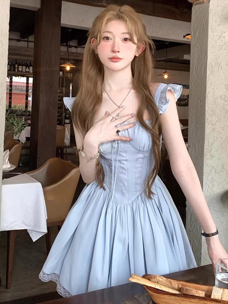 Casual One Piece Net Dress Summer Kawaii Fairy One Piece Dress