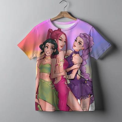 Kids T-shirt KPop Demon Hunters 2025 Movie Crew Neck Cartoon Girls Boys Tee Casual Baby Print Fashion Casual Girl Clothes