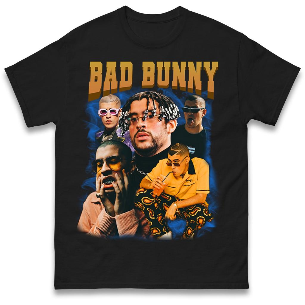 Bad Bunny Bootleg Style Collage Graphic Tshirt Unisex Unisex Retro Latin Trap Rapper Fan Casual Short Sleeve Cotton Tops