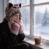Plush Cat Ears Hat For Winter Warmth With Foldable Design For Punk Style Enthusiasts
