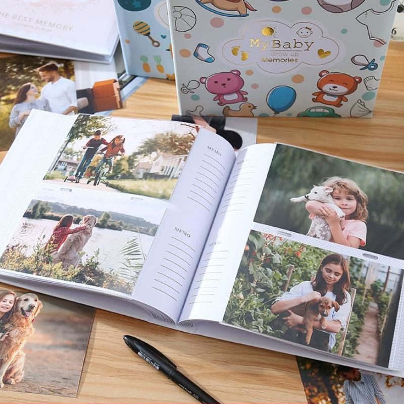 Writable 6 Inch Photo Album Baby Growth Record 200pcs Large Capacity Paper Core Bag Souvenir Collection Home Decor Memory Book