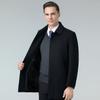 New Autumn and Winter Style Plus Velvet Warm Mid-length Middle-aged Men's Wool Wool Coat Simple Lapel Jacket