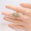 Vintage Inlaid Pink White CZ Women's Ring Trendy Gold Color Hand Carving Dragonfly Daily Wear Party Jewelry Anniversary Gift