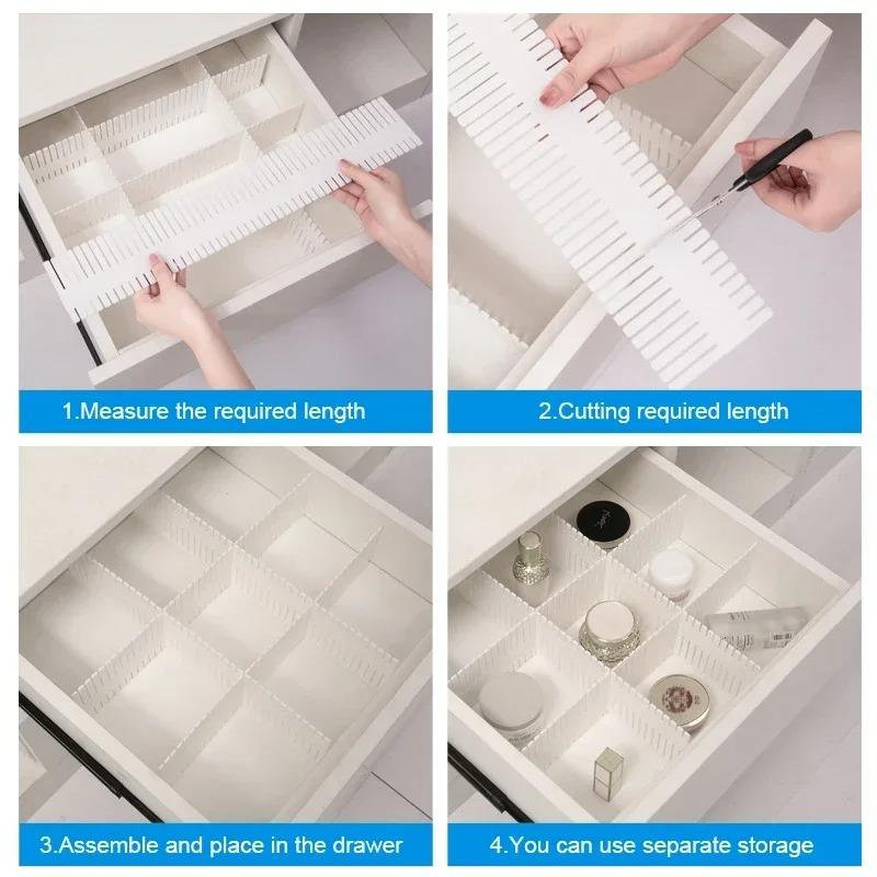 8/12 Pieces Adjustable Drawer Divider Partition Durable Storage Cosmetic Socks Underwear Drawer Clothes Organizer Cabinets