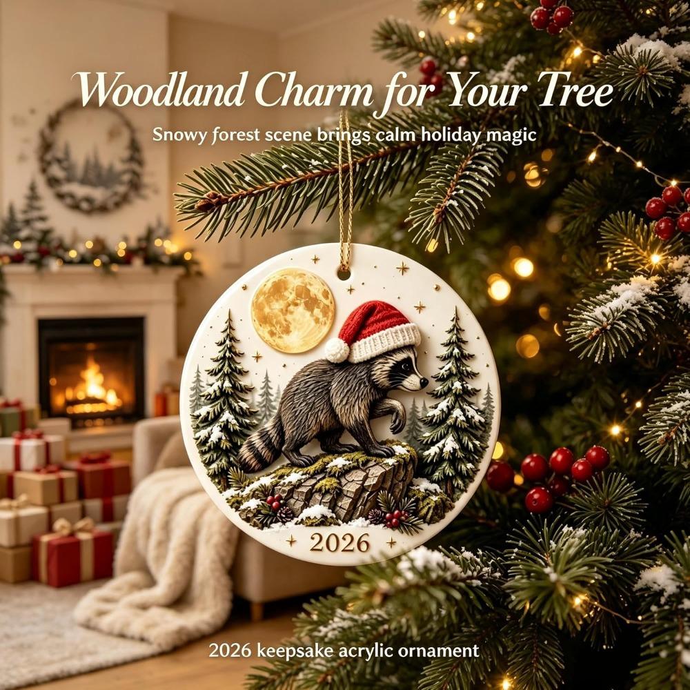 Cute Christmas Tree Pendant 2D Christmas Raccoon Ornament NEW Jimothy Raccoon Ornament Party Decor