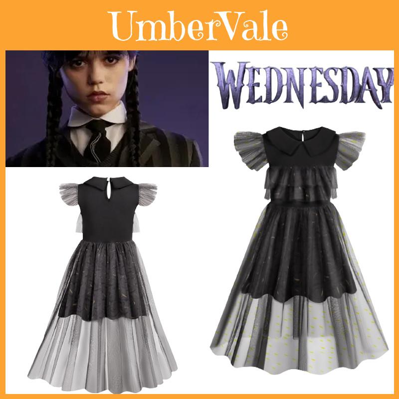 Wednesday Addams Rodzina Addamsów Cosplay Czarna Sukienka Mundurek Taneczny Impreza