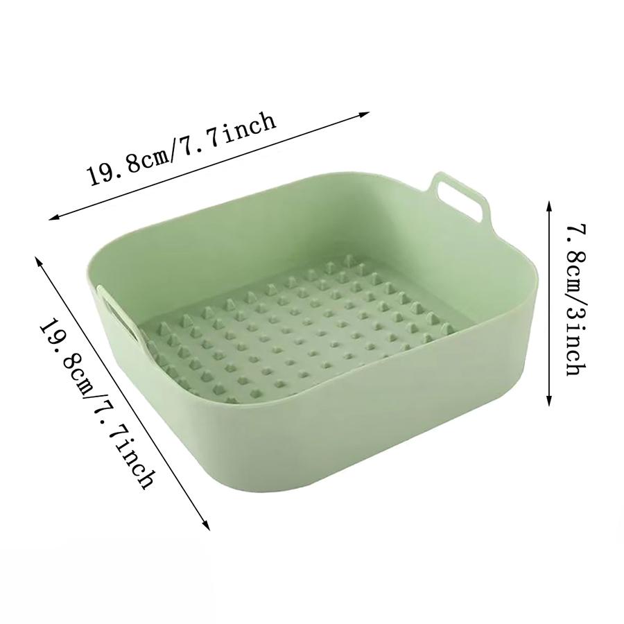 1PC Air Fryer Double Ear Silicone Baking Tray Square Thickened Heat Resistant Silicone Insulation Mat Air Fryer Stereo Tray
