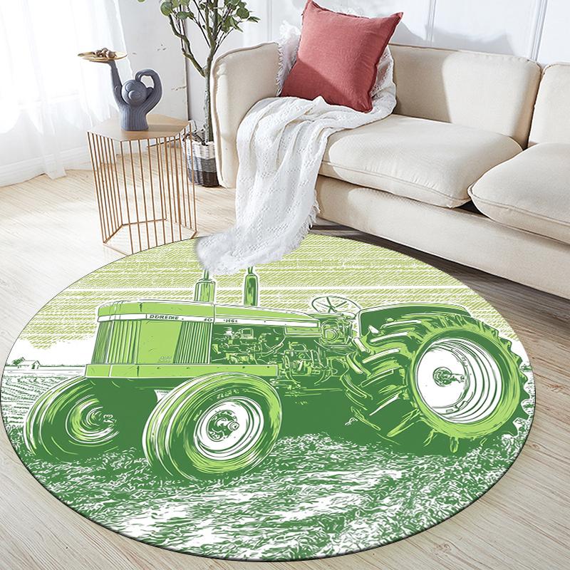 Farm Tractor Pattern Round rug,Carpet Rug for Living Room Bedroom Sofa Playroom Decor,Non-slip Floor Mat,Holiday Gifts and Birthday Gifts.