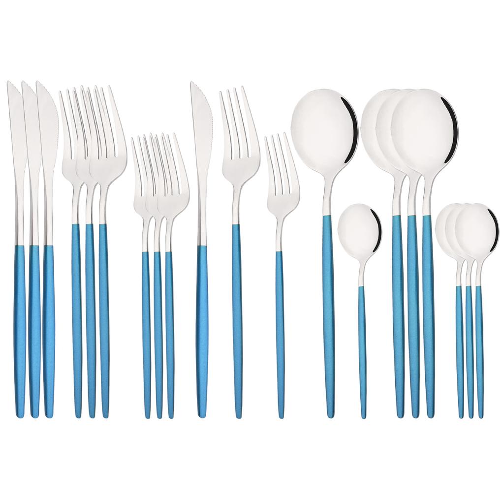 20 sztuk zachodnie czarne srebrne sztućce zestaw nóż widelec deserowy łyżeczka do herbaty zastawa stołowa ze stali nierdzewnej zestaw Party zestaw kuchenny