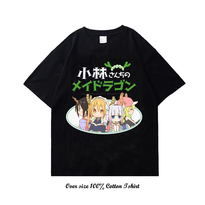 Anime Miss Kobayashis Dragon Maid Graphic Print T Shirt Fashion Plus Size Cotton Crew Neck Short Sleeve T Shirt Women Unisex