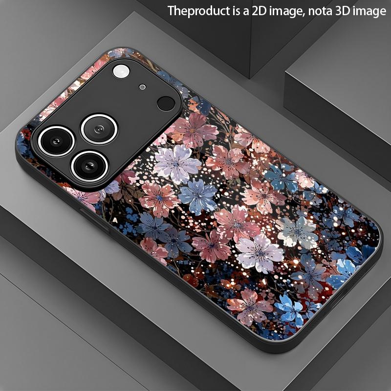 Flower Starburst Pattern 2D Phone Case for iPhone 17 16 15 14 13 12 11 X XR XS Max Pro 8 plus - Glass Protective Cover