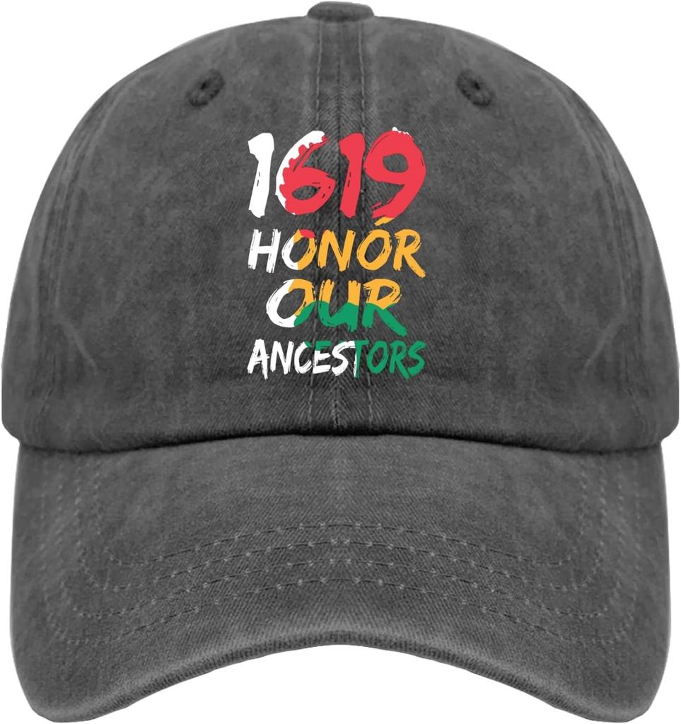 1619 Honor Our Ancestors Baseball Cap Polyester Casual Adjustable Adult Hat for Outdoor Sports