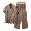 Women's Acetate Satin Jacquard Short Sleeve T-Shirt Set
