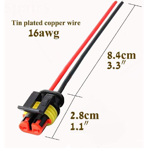 2 Pin Connector Waterproof,2Pin Way Car Electrical Connector With Wire 16AWG Marine For Car,Truck,Boat,Motorcycle And Other Wire Connections.