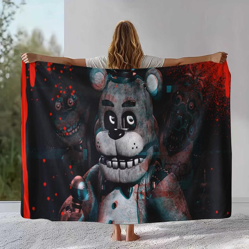 Horror Freddy F-FNAF Spiele Flanelldecke, Ultraweiche Warme Plüschdecke für Zuhause Schlafzimmer Bett Sofa Abdeckung Büro Camping Picknick