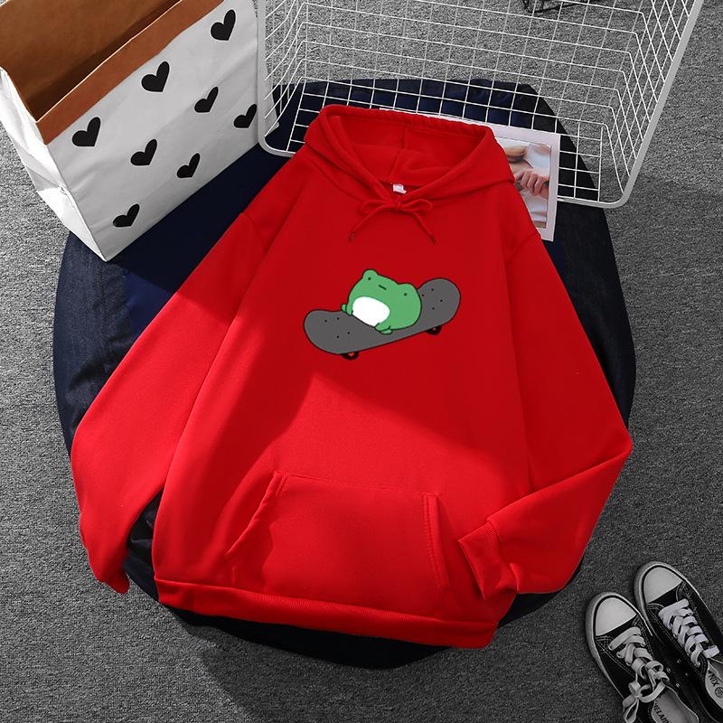 Femei Toamna Iarna Broasca Skateboard-uri Printing All Se potrivesc Oversize Hoodie cu cordon