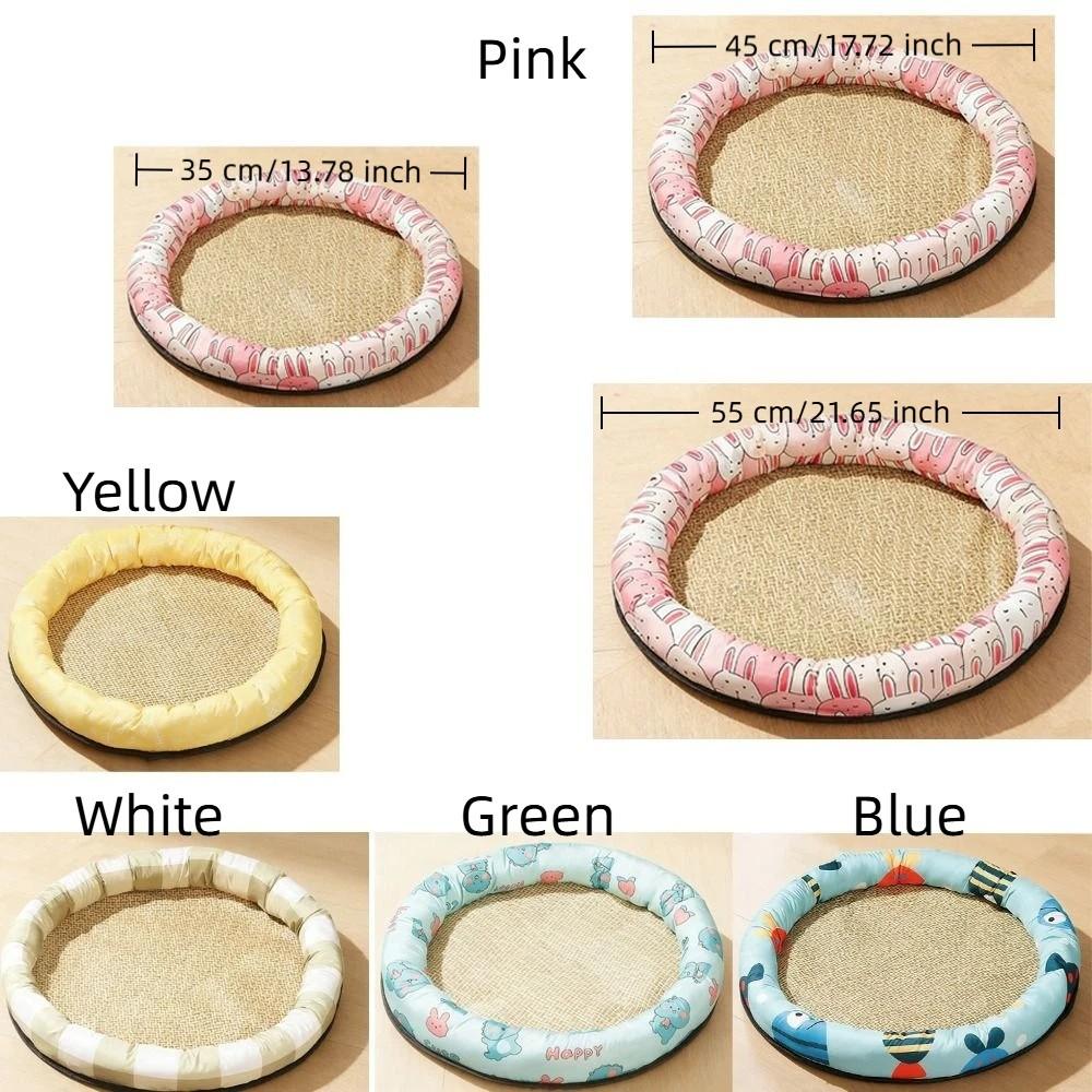 Round Cat Cooling Mat Cartoon Pattern Breathable Dog Sleeping Bed Wear Resistant Thickened Sponge Pet Ice Mat Summer
