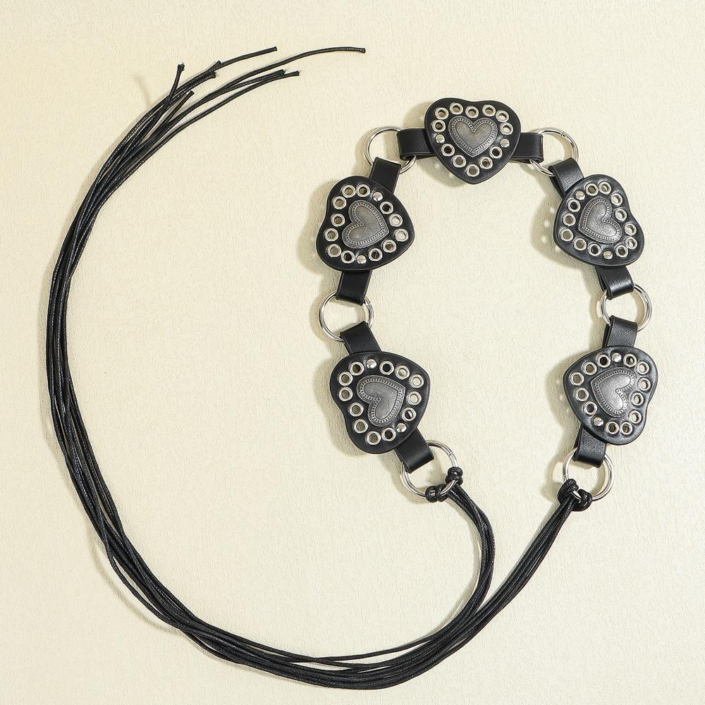 Vintage Cowboy Waistband PU Leather Heart Hollow Belt Simple Cowgirl Buckle Belt  Dress Decoration