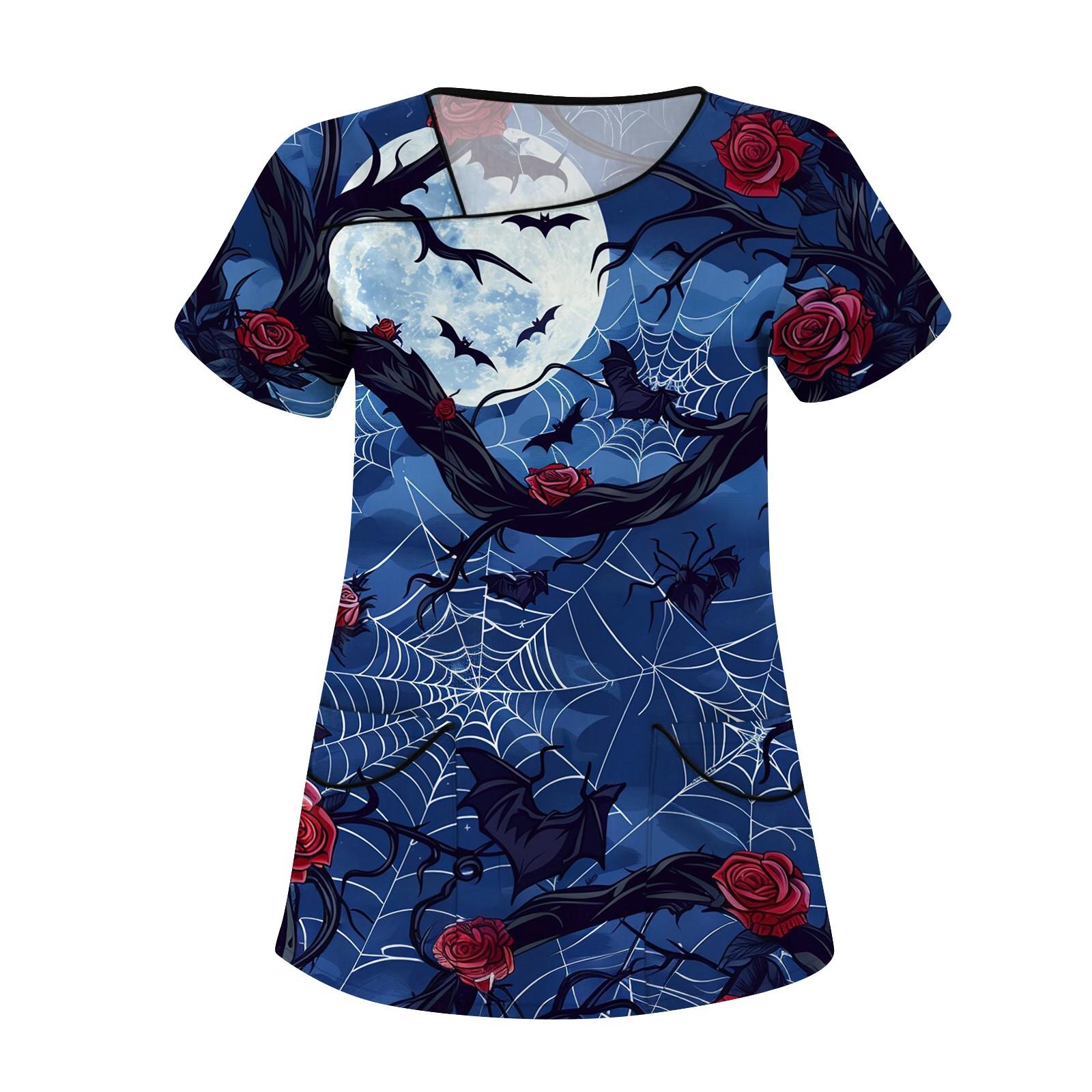 

Женская рабочая одежда с принтом, покатый воротник и двухслойные карманы, базовый верхний пуловер L