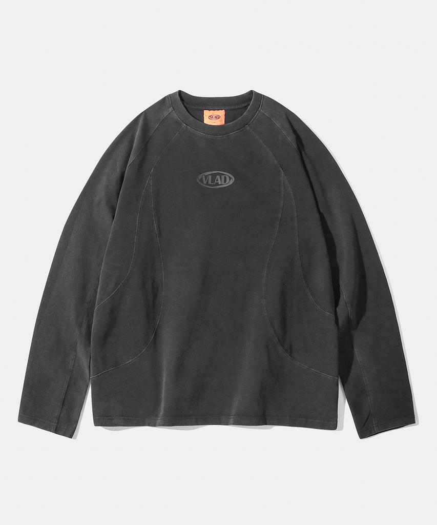 Dimiteulibeullaeg Vlad Pigment Slash Long Sleeve T-Shirt_Charcoal