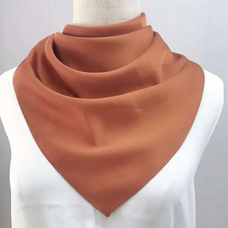 70*70cm Bandana Head Scarf For Women Silk Satin Hair Scarfs Female Cute Handkerchief Neck Scarves For Ladies Green Black White