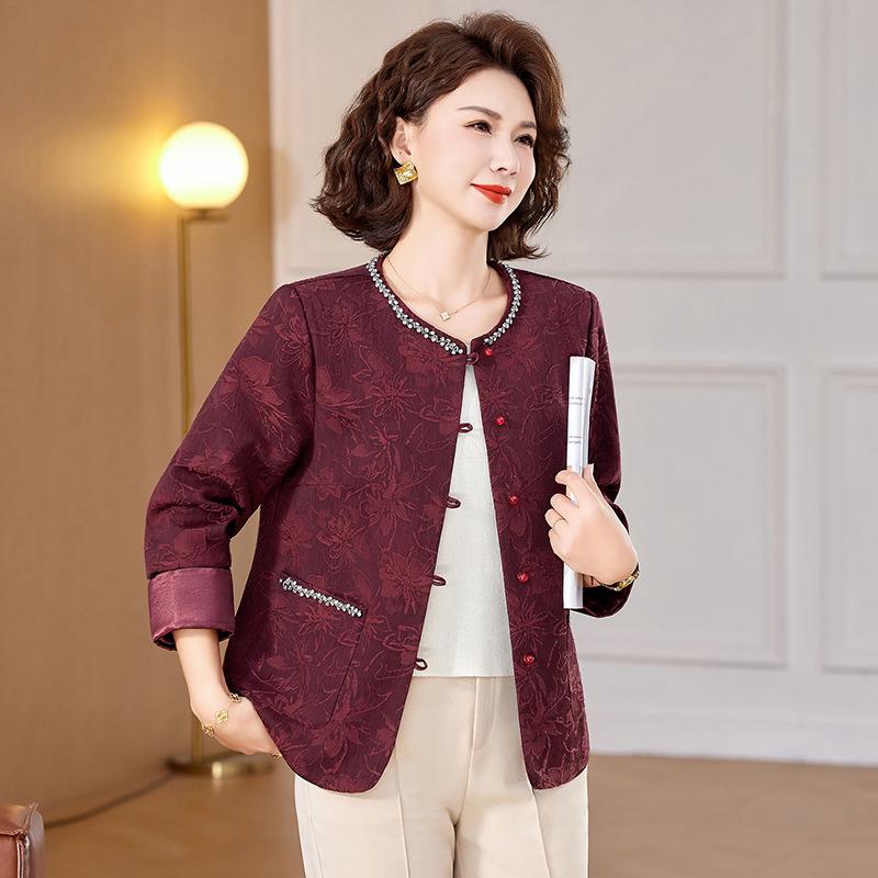 

Mom s Chic Spring 2026 Short Jacket for Women 50+ 2XL (105-120 lbs) вино красного