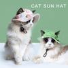 Puppy Bucket Hat Dogs Sunbonnet with Ear Holes Supplies Headwear Devil Hat Summer Hat with Strap Belt Photo Props