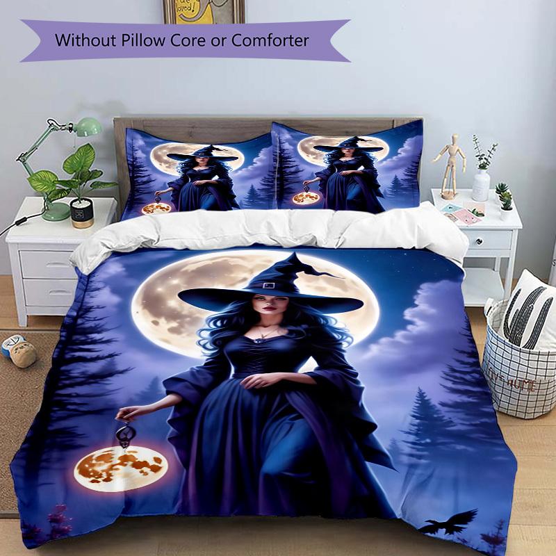 3pcs Witchcraft, Moonlit Magic Duvet Cover Set, Cover For Bedroom Guest Room (1 Duvet Cover + 2 Pillowcase, Without Quilt),  yy250922227