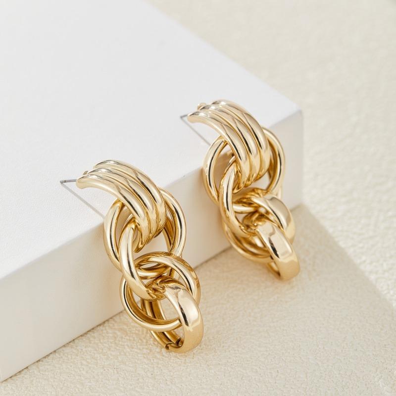 Fashionable Personalized Girl Geometric Circle Pendant Earrings European and American Vintage Simple Street Zircon Gift