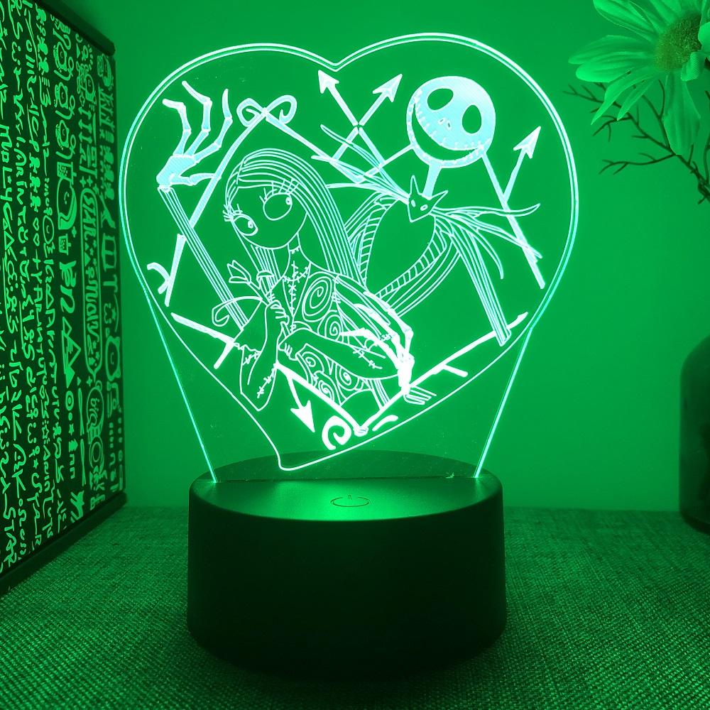 Hottoys Dropshipping  Halloween Christmas 3D Acrylic Night Light 7 Ribbon Remote Control Usb Sleep Light Christmas Gift