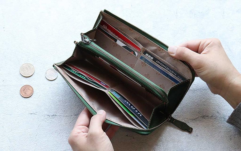 Dakota Long Wallet with Genuine Green Women's L-Shaped Zipper, Leather, (Brick (44))