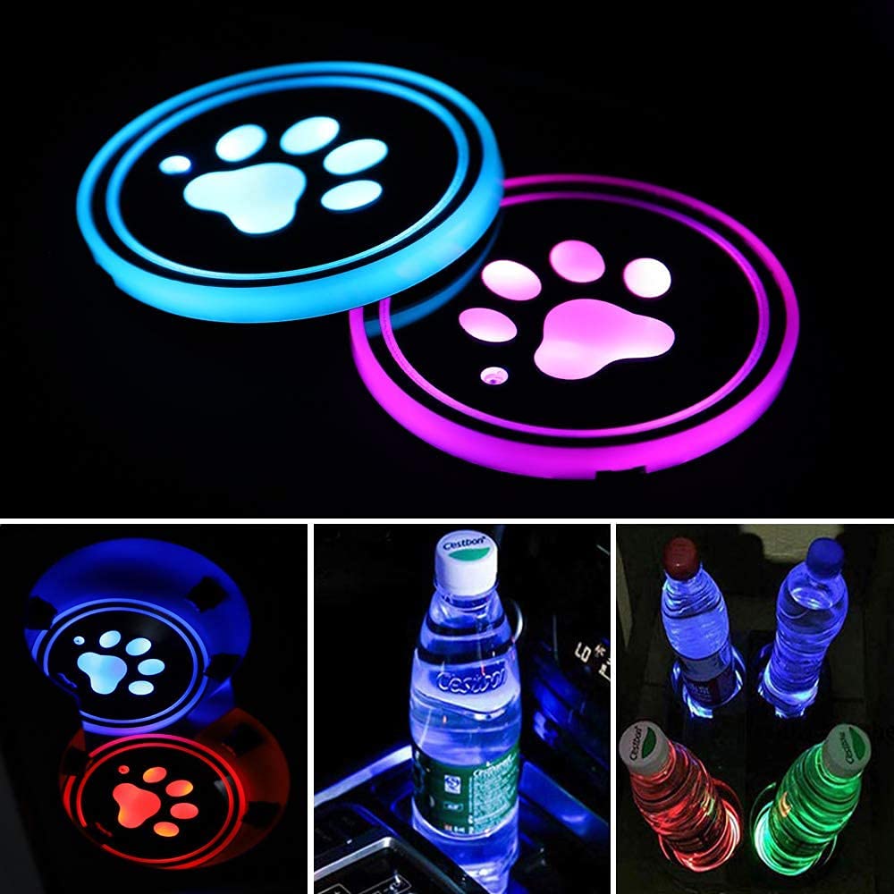 Zhonghua LED Coaster, 2 Pack Car Cup Lamp Holder, Beauty LED Coaster Lamp Holder