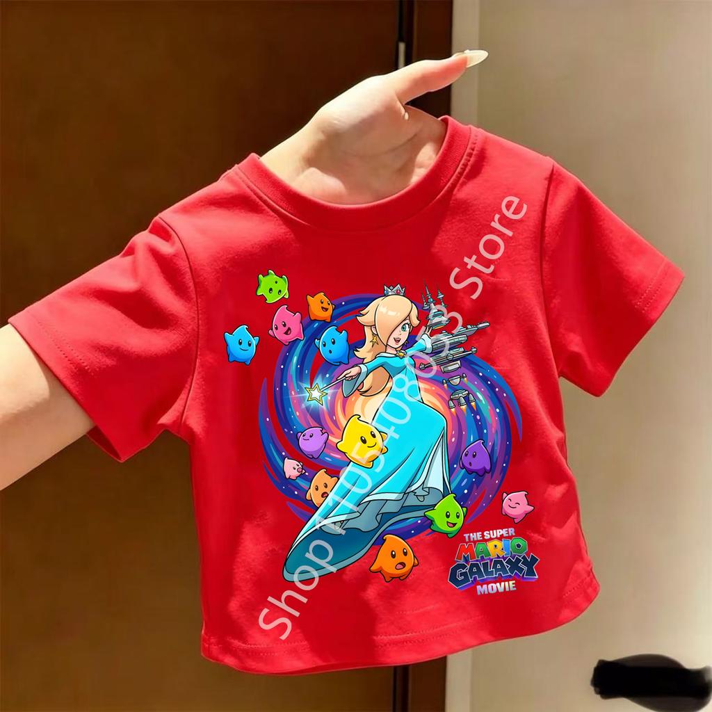Super Marios Tshirt for Children Cartoon Anime Clothes Round Collar Clothing Short Sleeve Kid Summer Tee Top